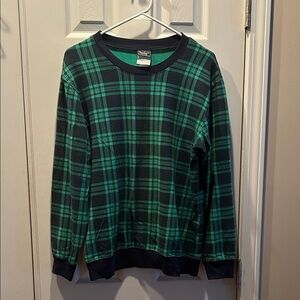 Southern Lady Green and Black Plaid Crewneck Top